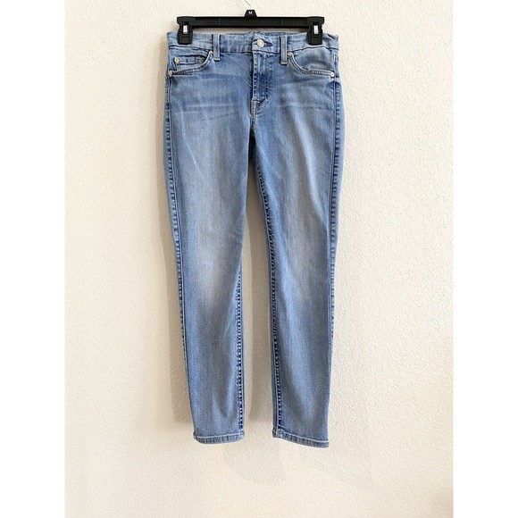 7 For‎ All Mankind Womens Jeans 27 Skinny Blue Mid Rise Medium Wash Stretch - Picture 4 of 10
